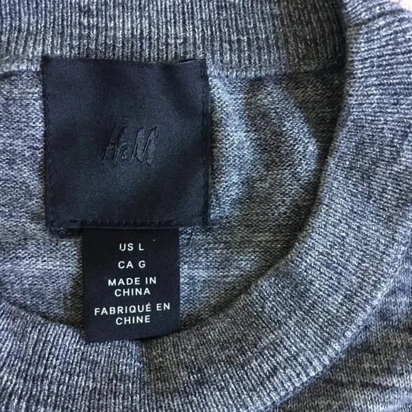 H&M Slim fit sweater in fine Coton 100% knit gray size L - Picture 3 of 7
